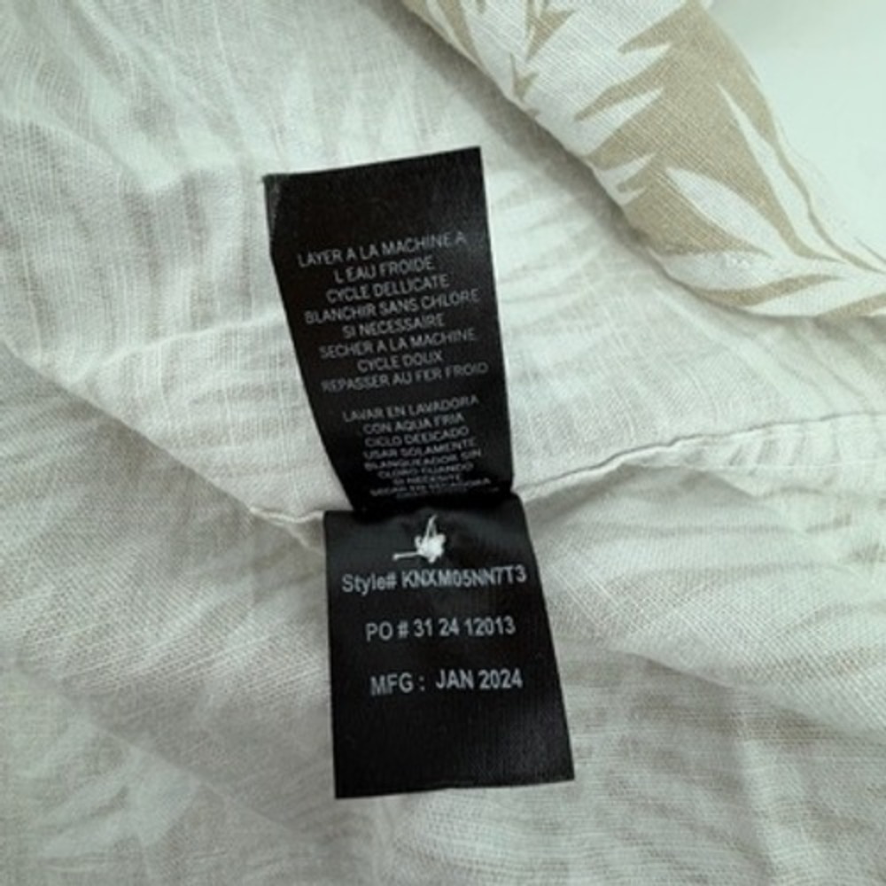 Kenneth Cole New York Mens 2X Tan White Palm Leaf Linen Blend Shirt KNXM05NN7T3 - Picture 6 of 8